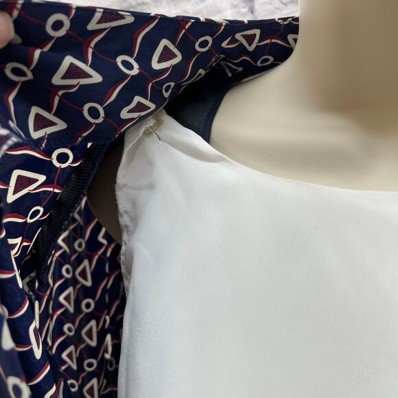 Vintage Liz Roberts Drop Waist Dress Modesty Inset 2 Piece Navy Blue Size 16/XL - Picture 6 of 8